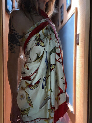 Ferragamo silk scarf with ladies pumps print