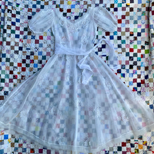 Sheer organza white 1940's/30's dress