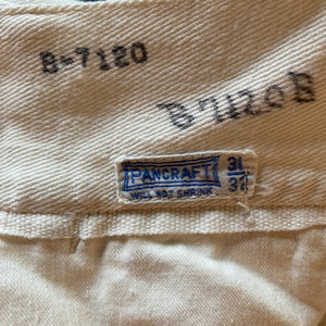 1940's  military button fly white cotton slacks by Pancraft