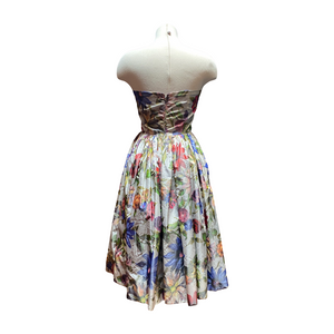 1950's silk taffeta strapless dress