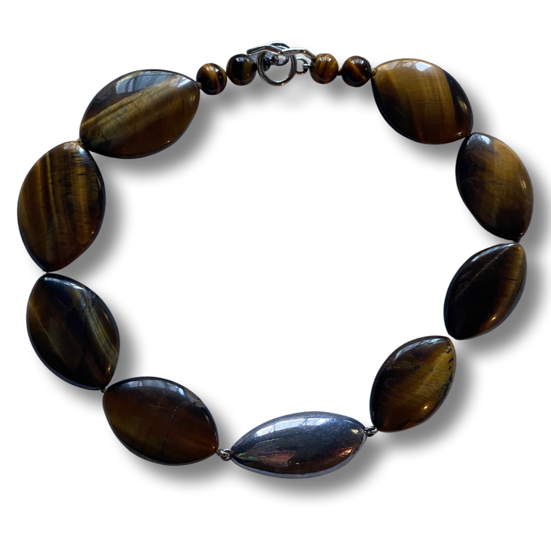 Tigers eye and sterling necklace