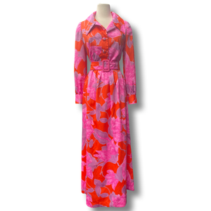 70's bright floral gown by Tori Richard